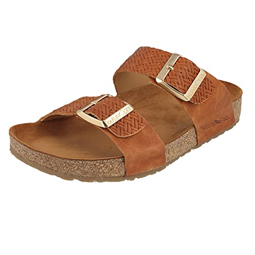 HAFLINGER Unisex Summer Genuine Leather Non-Slip Andrea Mule Sandals 819013, Safor, 7 Women/5 Men