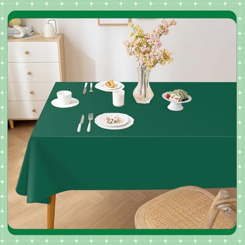 Image of Dark Green 14 Pack 54 x 108 Inch Plastic Tablecloths, Disposable Rectangle Tablecloth, Party Table Cover Plastic Table Cloth