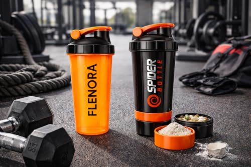 Image of Buy One Get One Free - Protein Shaker Bottle 700ml with Mixer Ball & Leakproof Lid | Gym, Sports & Fitness Shaker for Protein Shakes, Smoothies & Pre-Workout (Orange Combo)