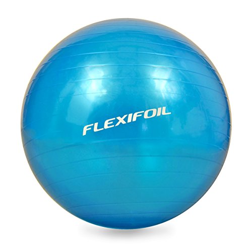 FLEXIFOIL Anti Burst Exercise Ball - Super Dense Wall Structure for Ultimate Support & Durability for Yoga & Pilates. Ideal for Core Stability & Body Conditioning and Workouts at Home FLEXIFOIL Anti Burst Exercise Ball - Super Dense Wall Structure for Ultimate Support & Durability for Yoga & Pilates. Ideal for Core Stability & Body Conditioning and Workouts at Home
