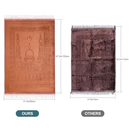Z&Z living Space Muslim Prayer mat Extra Soft and Thick Padded Rug for Eid Travel Ramadan Islamic Gift and Great for Knees and Forehead
