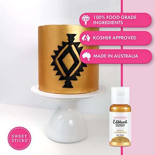 Image of Sweet Sticks Edible Art Decorative Cake Paint 0.5 Ounce (15 Milliliters), Metallic Platinum Gold