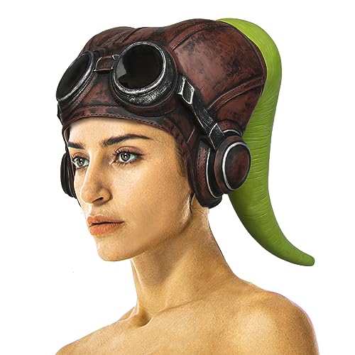 Todollcos Hera Cosplay Latex Pilot Helmet Women’s Vintage Steampunk Goggles Glasses Headpiece Motor Headgear Halloween Costume Props