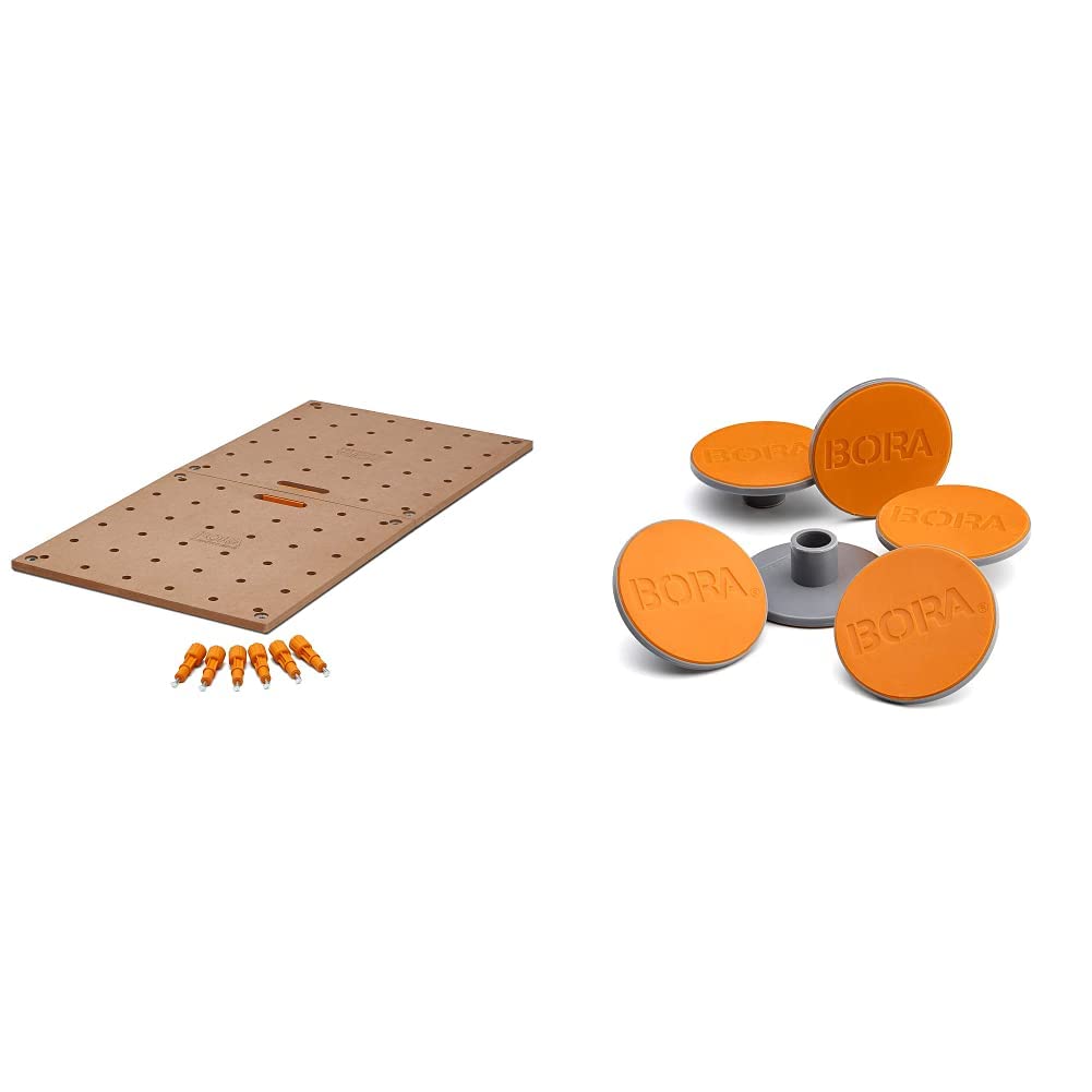Photo 1 of Bora Centipede Workbench Table Top for Bora Centipede Work Stand Saw Horses & Non-Slips Set for Bora Centipede Work Stands, CA0606 20mm Dog Hole Table Top + Non-Slips Set