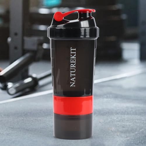 Image of Shaker Bottle,Protein Shaker Bottle, 16 oz GYM Shaker Cup with shaker Ball,Shaker Cups for Protein Shakes, Drink Mixer Bottle with Storage,BAP Free,Leakproof,Red