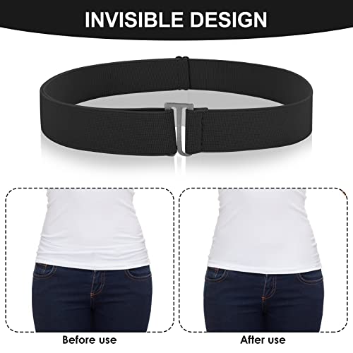 2PCS No Show Women's Stretch Belt Invisible No Show Invisible Belt Women Elastic Stretch Waist Belt With Flat Buckle3