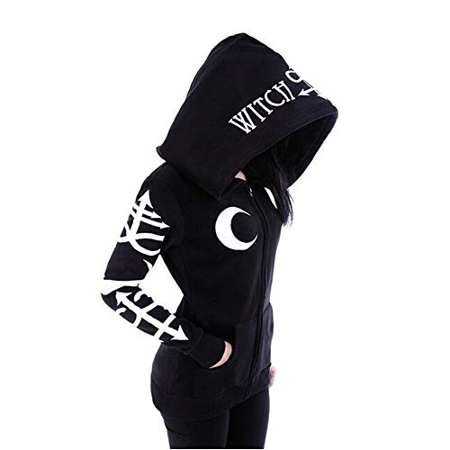 Women Punk Gothic Hoodie Long Sleeve Zip-up Hoodie Jacket Top Long Sweatshirt (Black, L) Women Punk Gothic Hoodie Long Sleeve Zip-up Hoodie Jacket Top Long Sweatshirt (Black, L)