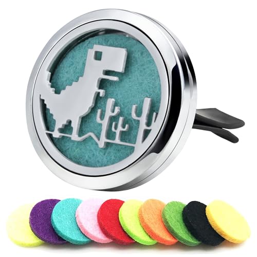 Image of AZNECK Car Aromatherapy Essential Oil Diffuser Vent Clips Car Diffuser Vent Clip Air Freshener 10 Felt Pads Cartoon Dinosaur Car Accessories for Women Gifts