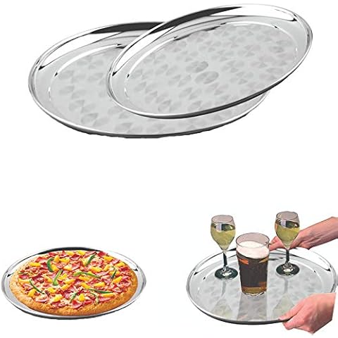 Evokk Serving Tray 40 CM Round Stainless Steel Serving Restaurant Waiters Tray& Get FREE 35 CM Cover