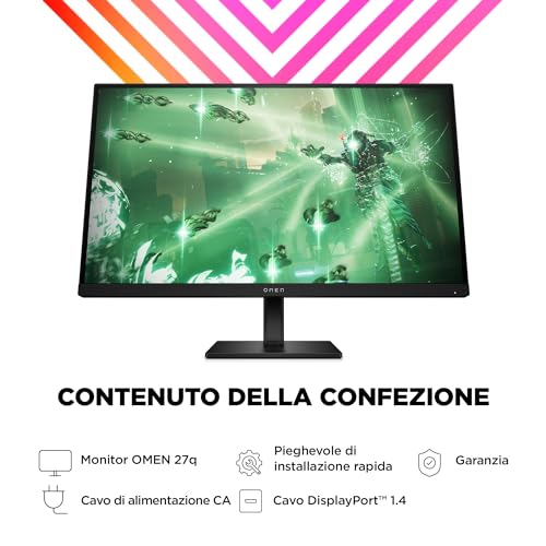 OMEN 27q QHD Monitor, Schermo da 27 Pollici Quad HD, Risoluzione 2560 x 1440 Pixel, Pannello IPS da 165Hz, 1 ms, DisplayHDR 400, Antiriflesso, 450 nits, AMD FreeSync, USB, HDMI, Nero - Monitor - Immagine 7