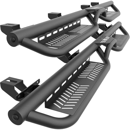EYOUHZ Running Boards Compatible with 2020-2026 Jeep Gladiator JT 4 Doors, Two Stairs Design Side Steps Heavy-Duty Steel Nerf Bars Bolt-on Step Plates RockSliders Rail. Black