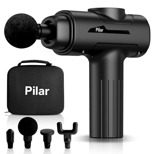 Pilar - Pistolet de massage musculaire - Appareil de massage vibrant - 4 têtes de massage - 6...