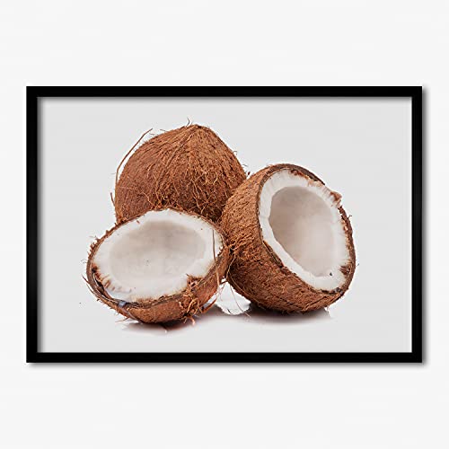 Cadre photo 70x50 cm Tulup en bois MDF avec affiche de noix de coco pour tableau mural