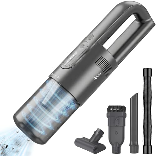 Handheld Vacuum Cordless, 5-in-1 Car Vacuum Portable Cordless 30 Mins Rapid Rechargeable Hand Vacuum Brushless Motor 19000Pa Strong Suction, Dust Busters for Car Home with 4 Nozzles, Gray