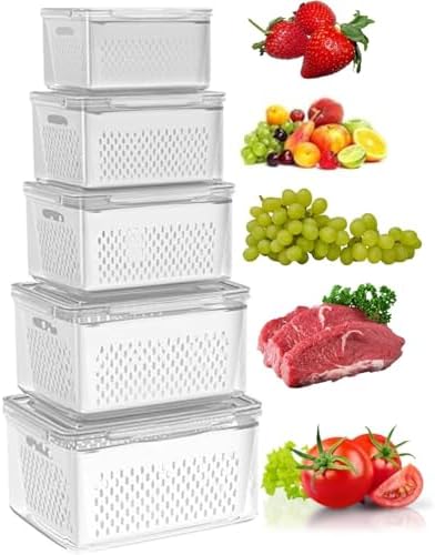 Kit 5 Organizadores de Cozinha com Potes Herméticos e Escorredor ...