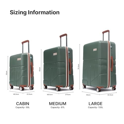 Image of uppercase Rock (M+L) Set of 2, Check-in Trolley Bag, Hardsided Anti-Scratch 8 Wheel Luggage, TSA Lock & Anti-Theft Zippers, Suitcase for Unisex, 2000 Days Warranty (Green)