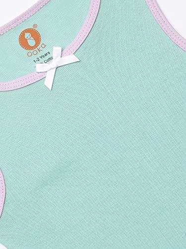 Image of OOKA Cotton Sleeveless Inner wear Vest | Baby and Toddler Girls Pack of 2 | Baby Summer Tank Tops Sando | Comfort Fit | Girls Solid Cotton Ribbed Vest