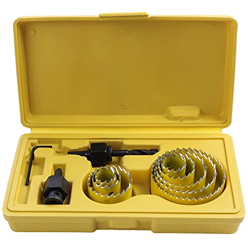 Faankiton 11PCS Kit Scies Cloches bi-métal en Acier Carbone, Coffret de Scie Trépan, 19-64mm Scie Cloche Coffret pour Bois, Plaque de Plâtre et Les Panneaux PVC