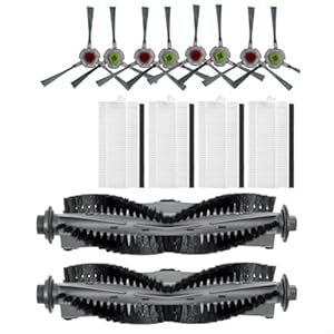 Withtalentto Kehrroboter Zubehör Set, Staubsauger Ersatzteile mit 2 Hauptrollenbürsten, 4 Filtern, 4 Seitenbürsten für AIRROBO
