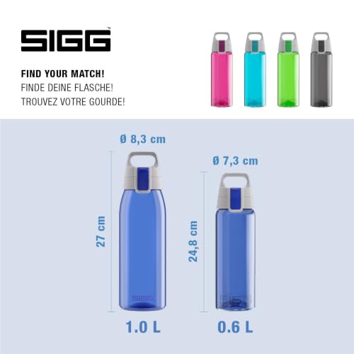 Sigg Total Color Blue Trinkflasche (0.6 L), schadstofffreie und auslaufsichere, leichte und bruchfeste Trinkflasche aus Tritan – Ansicht 5