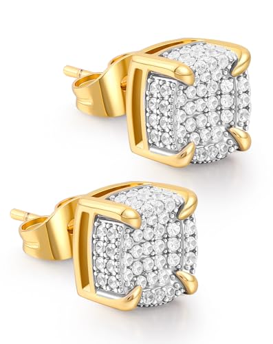 WORFAJEW Lab Created Diamond Cluster Earrings for Men, Iced Out