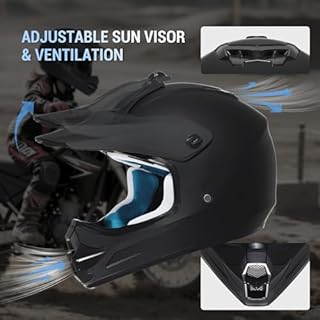 ROOZO Youth Kids Dirt Bike Helmet DOT Certified - Full Face Motorcycle Helmet for Off-Road, ATV, Street Riding, Includes Adjustable Goggles & Protective Gloves