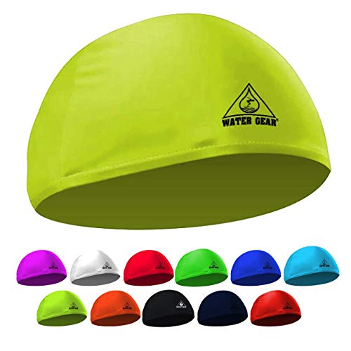 Water Gear Synthetic Fiber Swim Cap - Comfortable And Durable Swimming Cap - Keeps Short Or Long Hair Dry (Yellow) #TOP5