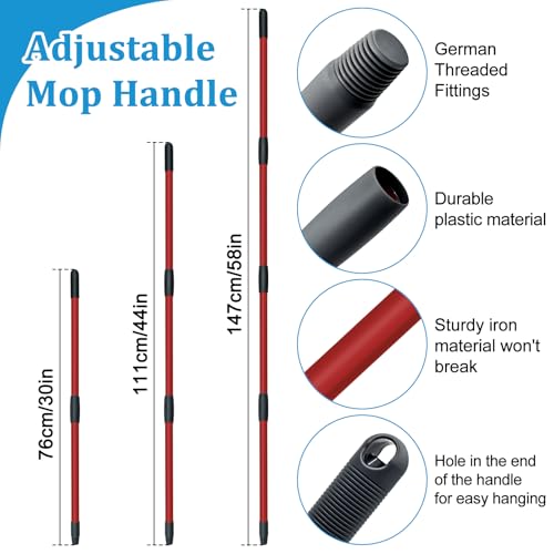 Image of Spin Mop Handle, Mop Heads Replacements,Scrubber Brush and Mop Base Compatible with Ocedar RinseClean 2-Tank System, Mop Handle and Head Replacement Combo Set for Wet Dry Use Floor Cleaning