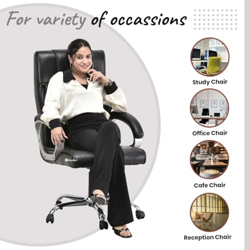 Image of GOYALSON Doctor Ortho Lumbar Support Spine Care High Back Office Executive Boss Black Revolving Chair | Made in India (Black X)