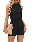 Mafulus Women's Sleeveless Jumpsuit Halter Neck Elastic High Waist Button Back Sexy Shorts Playsuit