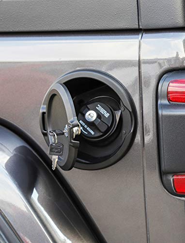 Savadicar Locking Gas Cap Cover, Fuel Tank Door With Lock For 2018-2023 Jeep Wrangler Jl Jlu, Abs + Aluminum Alloy Construction, Exterior Accessories, Black #TOP6