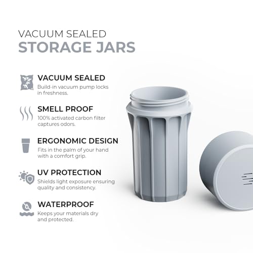 Staze Preserve Vacuum Sealed Storage Jars (148ml) | Patented Smell Proof Containers | Herb Storage & Food Storage Container with Protection -(CLOUD)