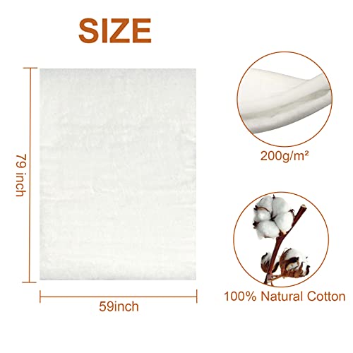 Plantional P2011CBQL01 Natural Cotton Batting For Quilts: 59-Inch X 79-Inch Light Weight Purely Natural All Season Quilt Batting thumb #1