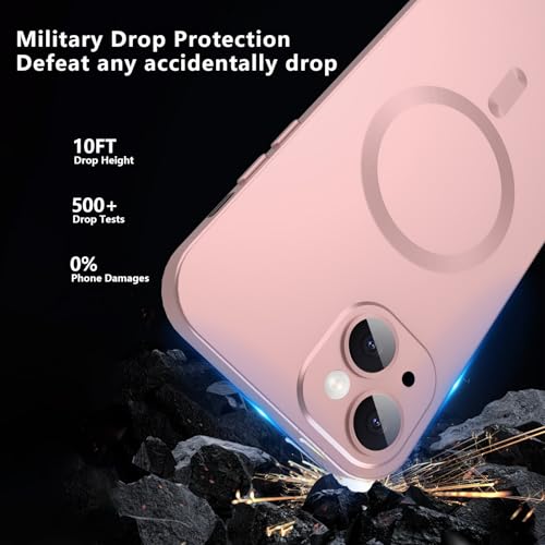 Coque iPhone 15 Plus compatible MagSafe en TPU rose avec protection d'objectif photo