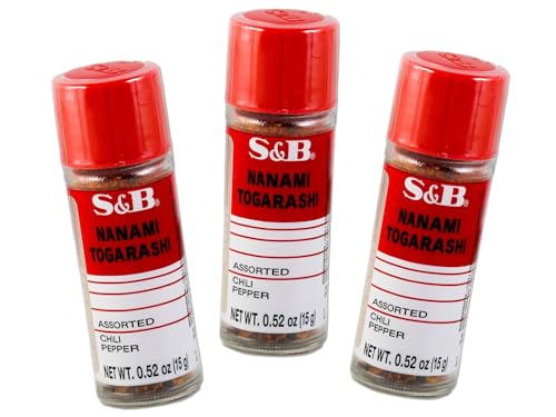 OG ASIA S&B Nanami Togarashi – Paquete de 3 – Mezcla de Especias japonesas elaborada con Siete Chiles – Ideal para sopas de arroz Ramen y Platos a la Parrilla 3 saleros de 15 g