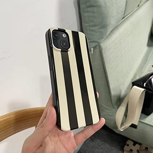 Reezaddin Black White Striped Phone Case Compatible With Iphone 14 Pro Max Stylish Stripes Print Chic Retro Aesthetic Full Protective Slim Fit Glossy Soft Girly Never Faded 14Promax 6.7" Cover #TOP6