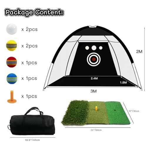Golf Practice Net 10x7Feet (300x200cm) with Hitting Mat set Training Chipping Aid Nets with Nylon Target - Image 3