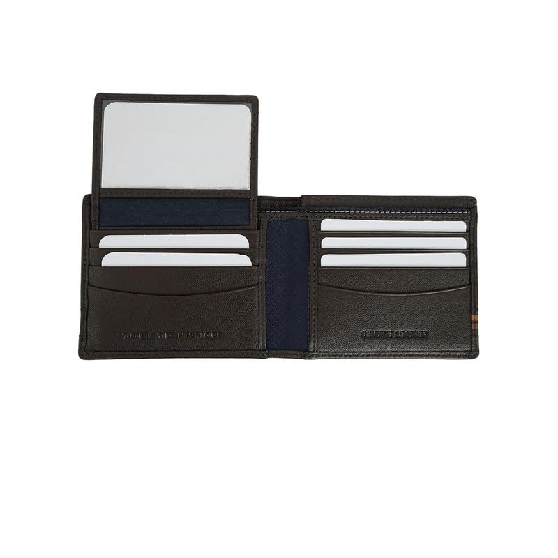 Image of Tommy Hilfiger Men's Forcados Passcase Wallet - Brown | Solid Textured Leather | Removable ID Case| Purse for Men | Ideal for Gifting