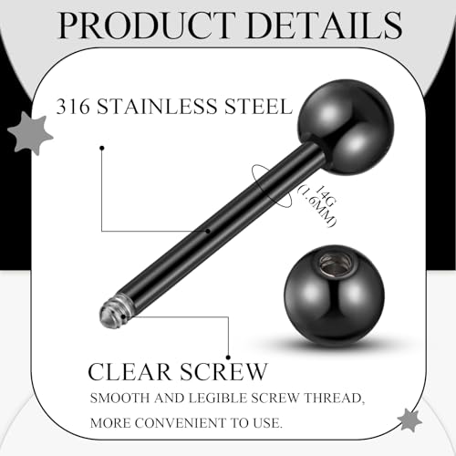 Sasylvia 24 Pcs 14G Nipple Rings for Women and Piercing Bra Body Chain 316l Stainless Steel Nipple Straight Piercing Barbell4