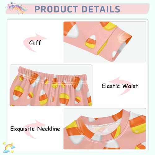 Pajama Sets Long Sleeve Halloween Sweet Candy Corn Soft Comfy Sleepwear 2 Piece PJS 3-8T4