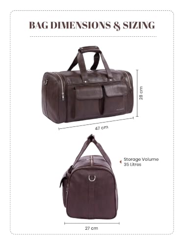 Image of Fur Jaden Weekender Premium Duffle Bag for Travel for Men and Women Made of Faux Leather with Attachable Shoulder Strap Cabin Holiday Bag (Vintage Brown)