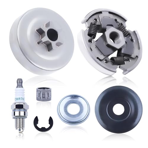 Mtanlo 3/8 Spur Sprocket Clutch Cover Kit for Stihl MS211 MS171 MS181 MS171C MS181C MS211C Chainsaw Replacement Parts 6 Teeth # 1139 160 2000 with Needle Bearing Spark Plug E-Clip