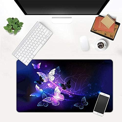 Image of KRESHU Glowing Night Butterflies Gaming Mouse Pad | Large Extended Waterproof Mouse mat Stitched Edge Mouse Pad for Gamers Non-Slip Base Rubber Mousepad for Work Game Office Home (35 * 60CM,1-Pcs)