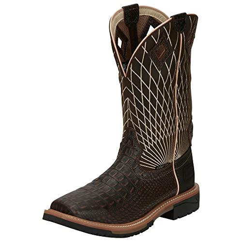 Justin Men's Hybrid Whiskey Brown Croc Print 12