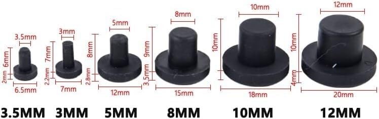 Seal Stopper,Rubber Hole Caps,Tap Bung,10Pcs/set Solid Rubber Hole Caps 3.5 12mm High Temperature Resistance T Type Silicone Seal Hole Plugs Dust proof Gasket Blanking End Caps (Color : As pic) ( Colo