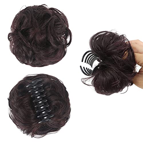 Claw Hair Buns Mini Chignon Hair Piece Updo Bun Extensions Fake Donut Hair Bun Ponytail Extension for Women Girls, 2 Packs - Image 2