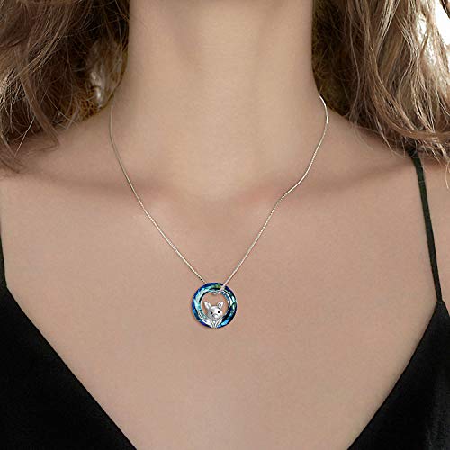 Justkidstoy Pig Necklace Jewelry 925 Sterling Silver Cute Animal Pendant Necklace With Crystal Gift For Women Girl Birthday (0.78" Blue Crystal) #TOP4
