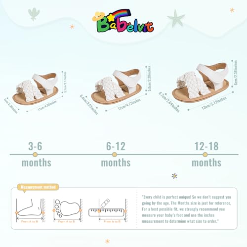 Image of Babelvit Infant Baby Girl Boy Sandals Comfort Premium Summer Outdoor Casual Beach Shoes with Flower Bowknot Anti Slip Rubber Sole Newborn Toddler Prewalker First Walking Shoes