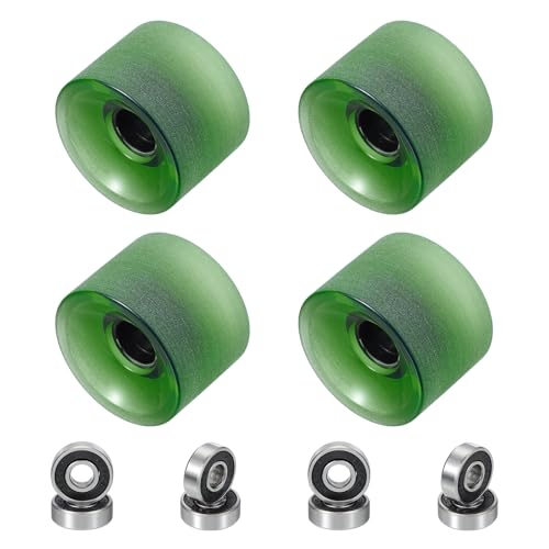 PATIKIL 70mm Skateboard Wheels 1 Set 78A Hardness Street Wheels PU Cruiser Wheels with 608RS Bearings for Skateboards Replacement, Frosted Green