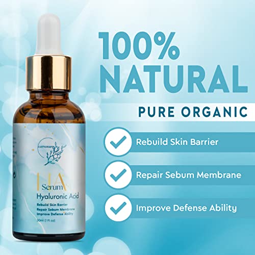 Cottonspin Hyaluronic Acid Facial Serum, Plant-Powered Anti-Aging Skin Care, Natural Moisturizer For Firming Fine Lines, Hydrating, Reduce Wrinkles & Dark Spots For Brightening Face, 1 Fl Oz #TOP1
